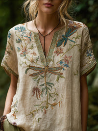 Spring Fashion Carnival Trendy Printed Womens V-Neck Short-Sleeve Top