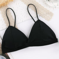 Triangle cup non-wireless bra ultra-thin silky gather