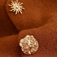 New Fashion Elegant Comfortable Commuter Metal Buckle Decoration V-neck Sweater Coat