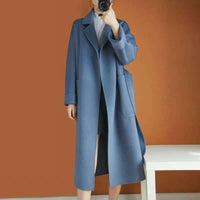 Fashionable loose and thin woolen overcoat