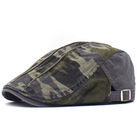 Men's Camouflage Washed Cotton Flat Brim Beret