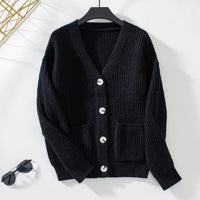 European And American Autumn And Winter New Women's Knitwear V-neck Single Breasted Sweater