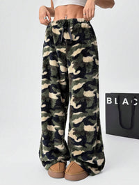 New Casual Leopard Print Lace-up Wide-leg Pants