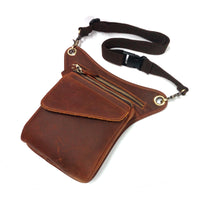 Genuine Leather Mens Waist Bag Outdoor Tactical Leg Rig