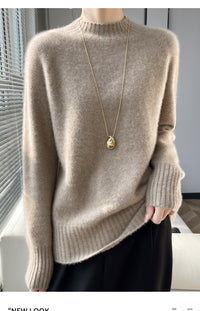 Thickened Half-high Collar Pure Wool Sweater Women's Seamless Sweaters Bottoming Shirt