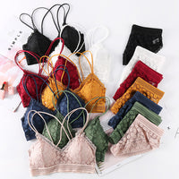 Fashion cross straps gather bra lace underwear set