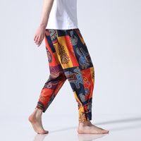 Men's buckle cropped trousers cotton twist pants
