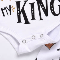 New Baby boys Clothing Set Tops Romper +Crown Pants