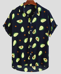 Digital Printing Feather Short Sleeve Lapel Loose Shirt