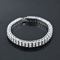 Europe and America hip hop hot 2 row bracelet men's rhinestone bracelet blingbling cross-border supply NB02