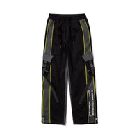 Drawstring waistband wide loose straight leg casual sports trousers