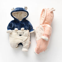 Baby cartoon winter cashmere thickened one piece suit