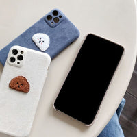 Embroidered Teddy Head Plush Phone Case
