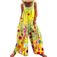 Women's Printed Ladies Bib Wide-Leg Jumpsuit