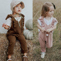 Baby Girl Ruffle Knitted Ruffles Romper Jumpsuit Kid Overalls Long Pants Outfit