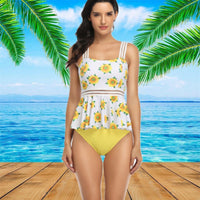 Skirt-style split swimsuit female digital printing