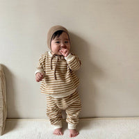 Baby Striped Long Sleeve Sweater Big PP Trousers Sportswear 2piece Suit