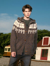 Knitted Hooded Cardigan Sweater Couple Thickened Sweater Coat
