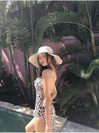 Leopard-print cross-back swimsuit