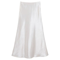 Acetate Satin Skirt Womens Autumn High-Waisted Slimming A-Line Skirt