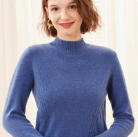 Thick, High-neck Cashmere Sweater For Women, Pure Cashmere Pullover Base Layer Knit Sweater