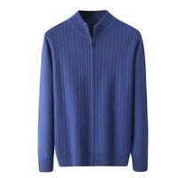 Wheat Twisted Zipper Knitted Cardigan Coat Men's High Sense
