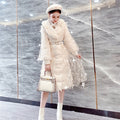 Mid-length Thickened And Fleeced Girl Lace Cotton Suit