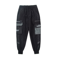 Men's trendy brand hip-hop hiphop trend multi-pocket color-block overalls