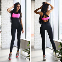 New two-color splicing fashion tight Yoga Jumpsuit