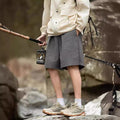 Retro Waterproof Solid Color Sports Ice Silk Shorts Loose Wide Leg