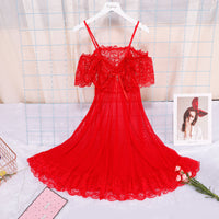 Sexy sling nightdress female lace perspective outfit