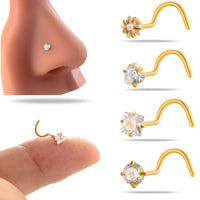 Stainless Steel Zircon Nose Stud 3mm RoundSquareHeartStar Piercing Jewelry