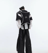 Fake Two-piece Design Padded Shoulder Long Sleeve Crew Neck Sweater
