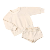 Girls' Autumn And Winter Long Sleeve Fleece And Shorts Sports Suit