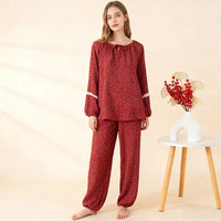 Court-Style New Year Red Japanese-Style All-Cotton Womens Loungewear Set