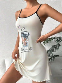 Women's Printed Nightdress With Suspenders