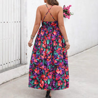 Women's Summer Deep V-Neck Floral Dress