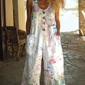 Women's Vest With Pockets Fashion Floral Jumpsuit