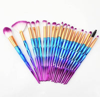 20 fiber eye group suit multicolor eye shadow set brush plating plastic handle beauty tools