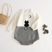 Knitted one-piece cotton romper