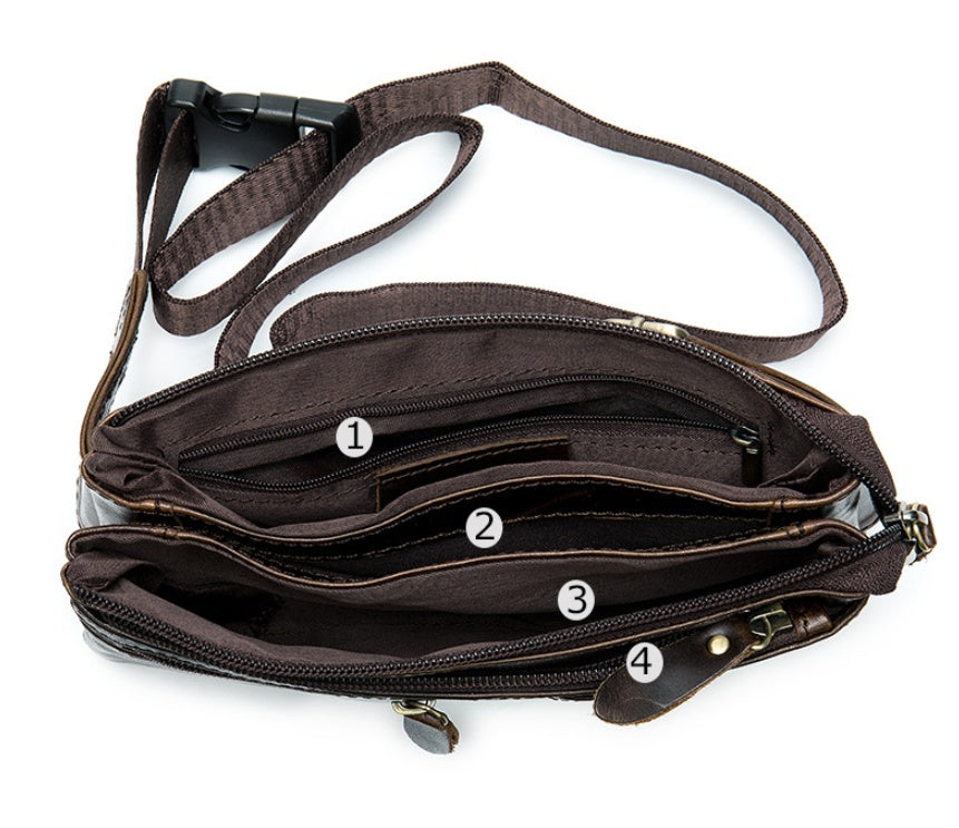 Retro Leather Men's Waist Bag Messenger Bag