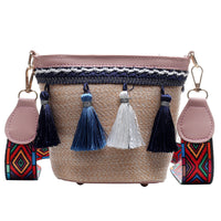 Ladies straw woven shoulder bag bucket bag