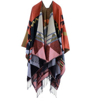 Bohemian tassels Europe and the United States long thickening cashmere autumn and winter national wind travel split shawl cloak