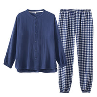 Simple, Long-sleeved, Double-layer Gauze, All-cotton Lightweight Pajamas