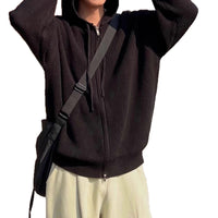 Mens AutumnWinter Knitted Sweater Jacket With Double Zippers And A Hood
