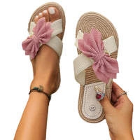 Plus Size Cross Women's Flat Flower Fashion Casual Outdoor Slippers