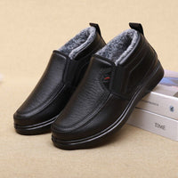 Fleece-lined Thick Waterproof Leather Cotton Shoes
