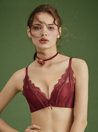 Lace small chest gathered underwear bra