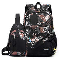 Mens Two-Piece Set Backpack And Chest Bag
