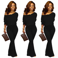 Solid color bat sleeve jumpsuit
